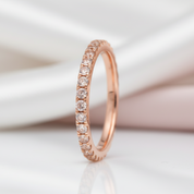 Half Eternity Rose Gold Peachy Pink Stone Wedding Band-Black Diamonds New York