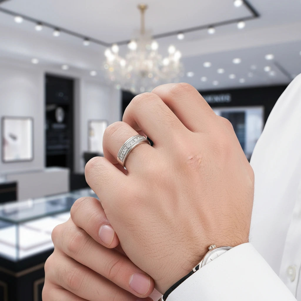 Half Eternity Round Brilliant Diamond Wedding Band-Black Diamonds New York