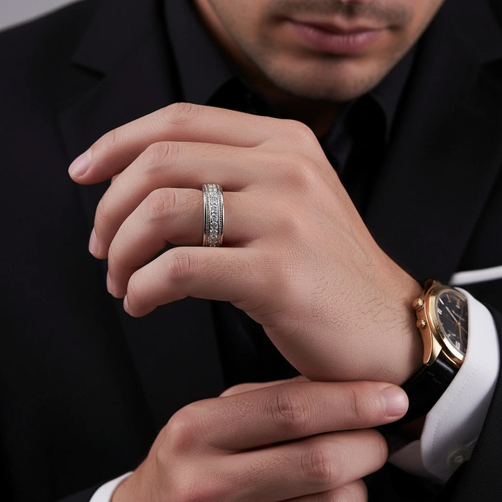 Half Eternity Round Brilliant Diamond Wedding Band-Black Diamonds New York