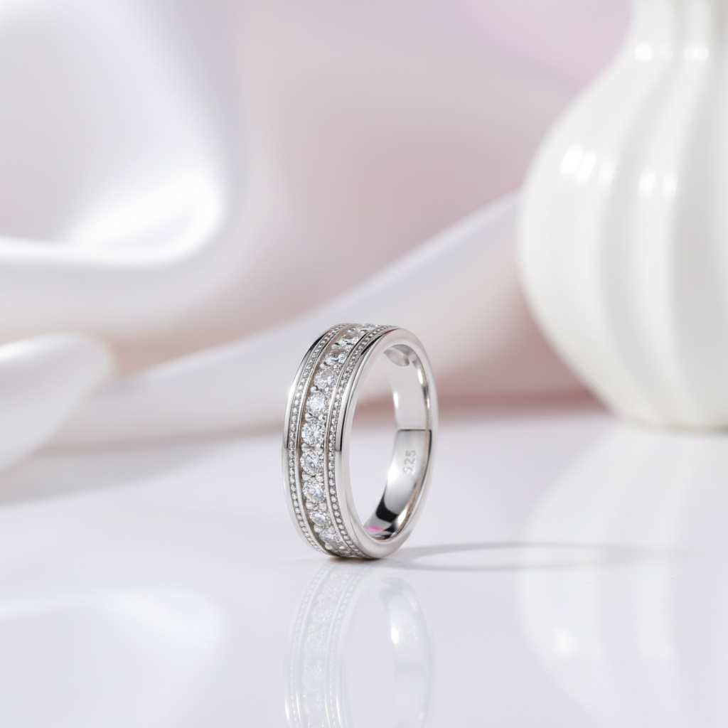 Half Eternity Round Brilliant Diamond Option Wedding Band-Black Diamonds New York