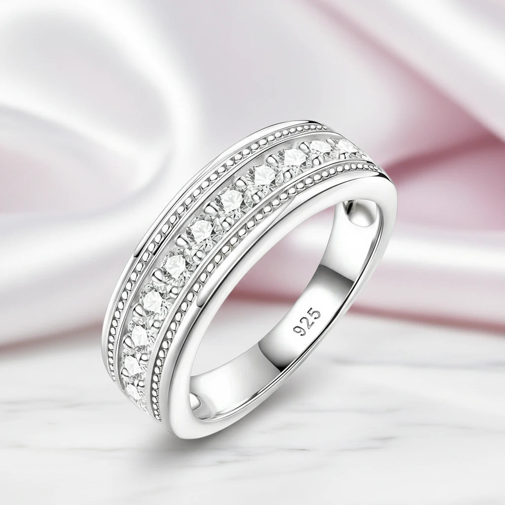 Half Eternity Round Brilliant Diamond Wedding Band-Black Diamonds New York