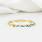 Half Eternity Yellow Gold Paraiba Tourmaline Wedding Band-Black Diamonds New York