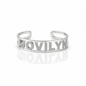 Hallow Custom Adjustable Name Bracelet With Diamond Option-Black Diamonds New York