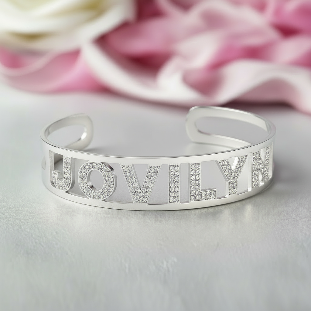 Hallow Custom Adjustable Name Bracelet With Diamond-Black Diamonds New York