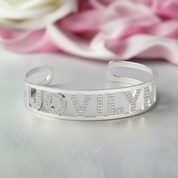 Hallow Custom Adjustable Name Bracelet With Diamond-Black Diamonds New York