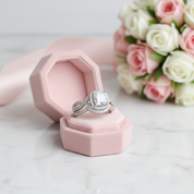 Halo Cushion Cut Diamond Option Infinity Engagement Ring Set-Black Diamonds New York