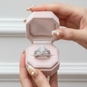 Round Cut Marquise Cluster Vintage Halo Engagement Ring Set