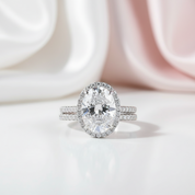 Halo Oval Cut Diamond Wedding Ring Set-Black Diamonds New York