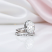 Halo Oval Cut Diamond Wedding Ring Set-Black Diamonds New York