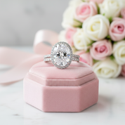 Halo Oval Cut Diamond Wedding Ring Set-Black Diamonds New York