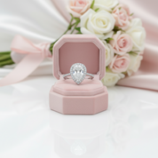 Halo Pear Cut Simulated Diamond Option Engagement Ring-Black Diamonds New York