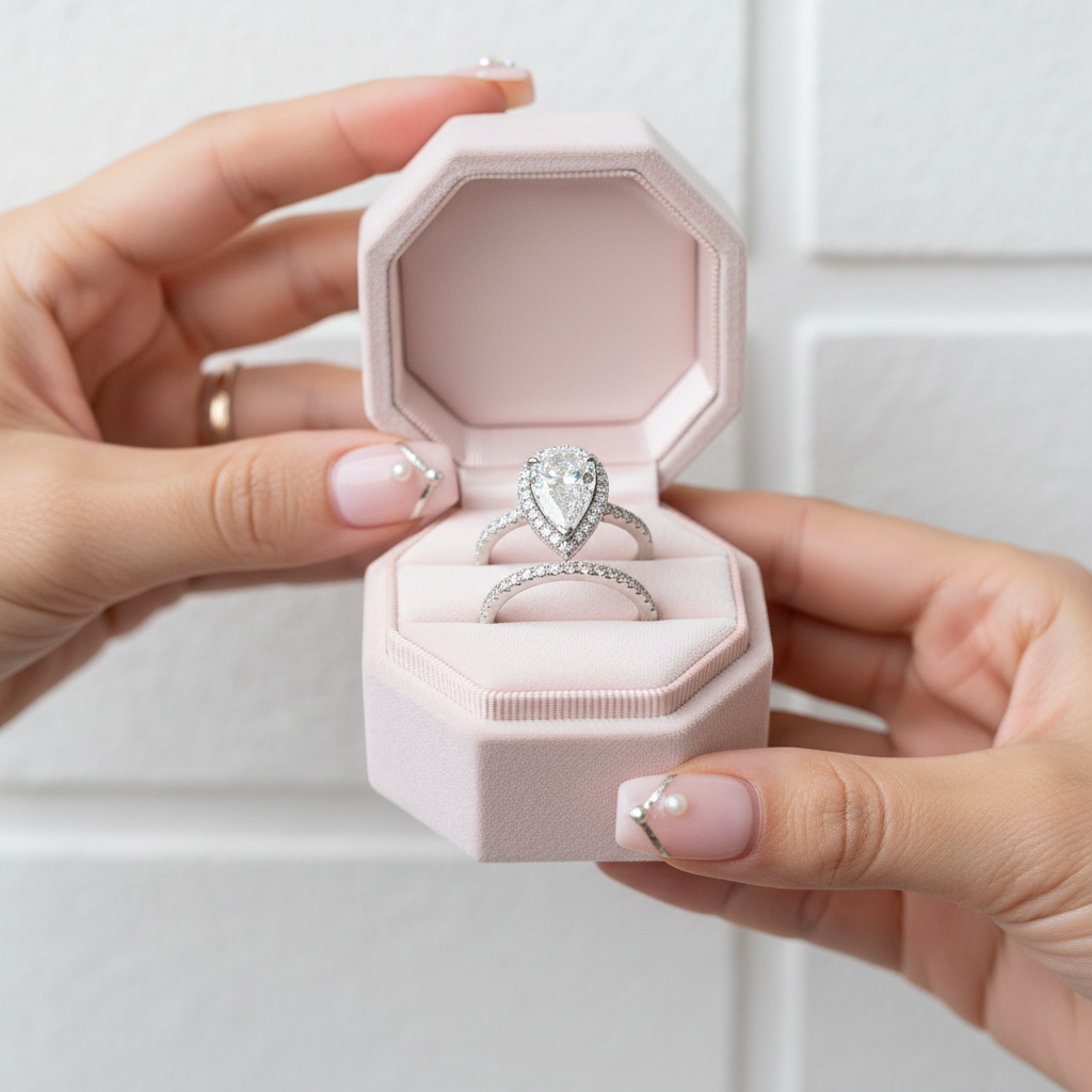 Halo Pear Cut White Sapphire Wedding Ring Set In White Gold-Black Diamonds New York