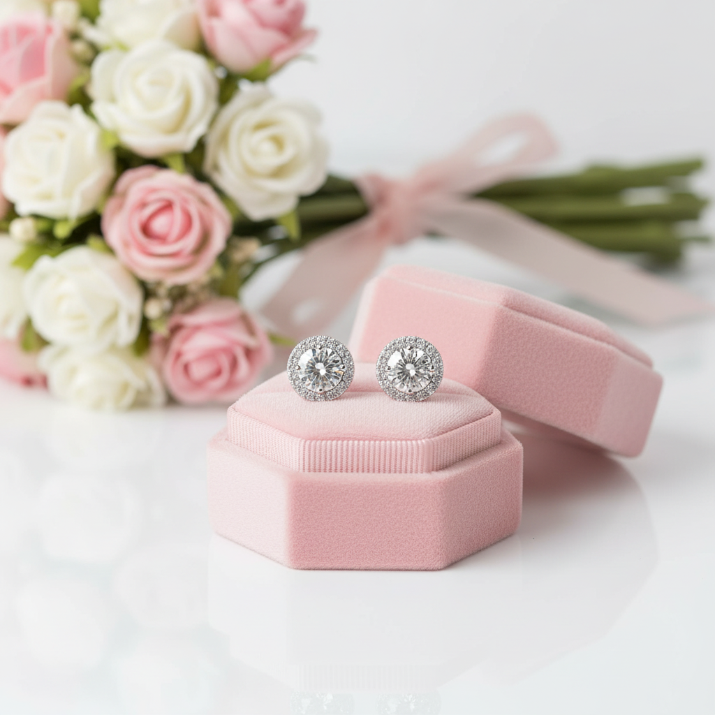 Halo Round Sparkle Women's Stud Earrings-Black Diamonds New York