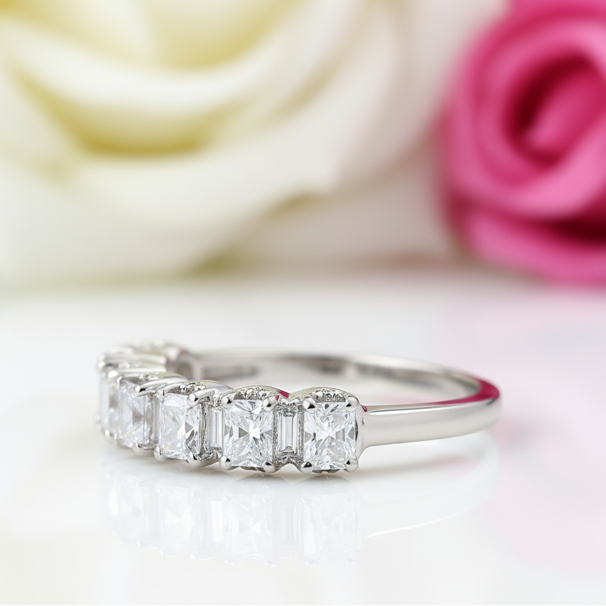 Halo Six Cushion Cut Diamond Wedding Ring-Black Diamonds New York