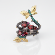 Handmade Adjustable 1.81 ct Garnet Branch Rings-Black Diamonds New York