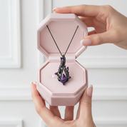 Handmade Angel's Wing Natural Amethyst Gemstone Necklace-Black Diamonds New York