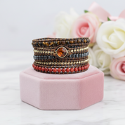 Handmade Bohemian Red Bracelet Natural Stone-Black Diamonds New York