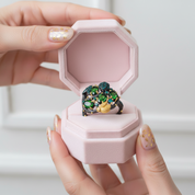 Handmade Chrome Diopside Gemstone Gold Bee on Branch Rings-Black Diamonds New York