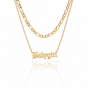 Handmade Custom Two Chain Name Necklace-Black Diamonds New York