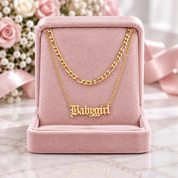 Handmade Custom Two Chain Name Necklace-Black Diamonds New York