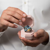 Handmade Swiss Blue Topaz Gold Bee on Branch Rings-Black Diamonds New York