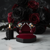 Handmade Skull Stud Earrings With Ruby Gemstone-Black Diamonds New York