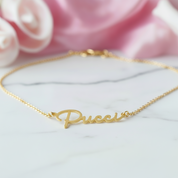 Handwriting Style Name Necklace-Black Diamonds New York