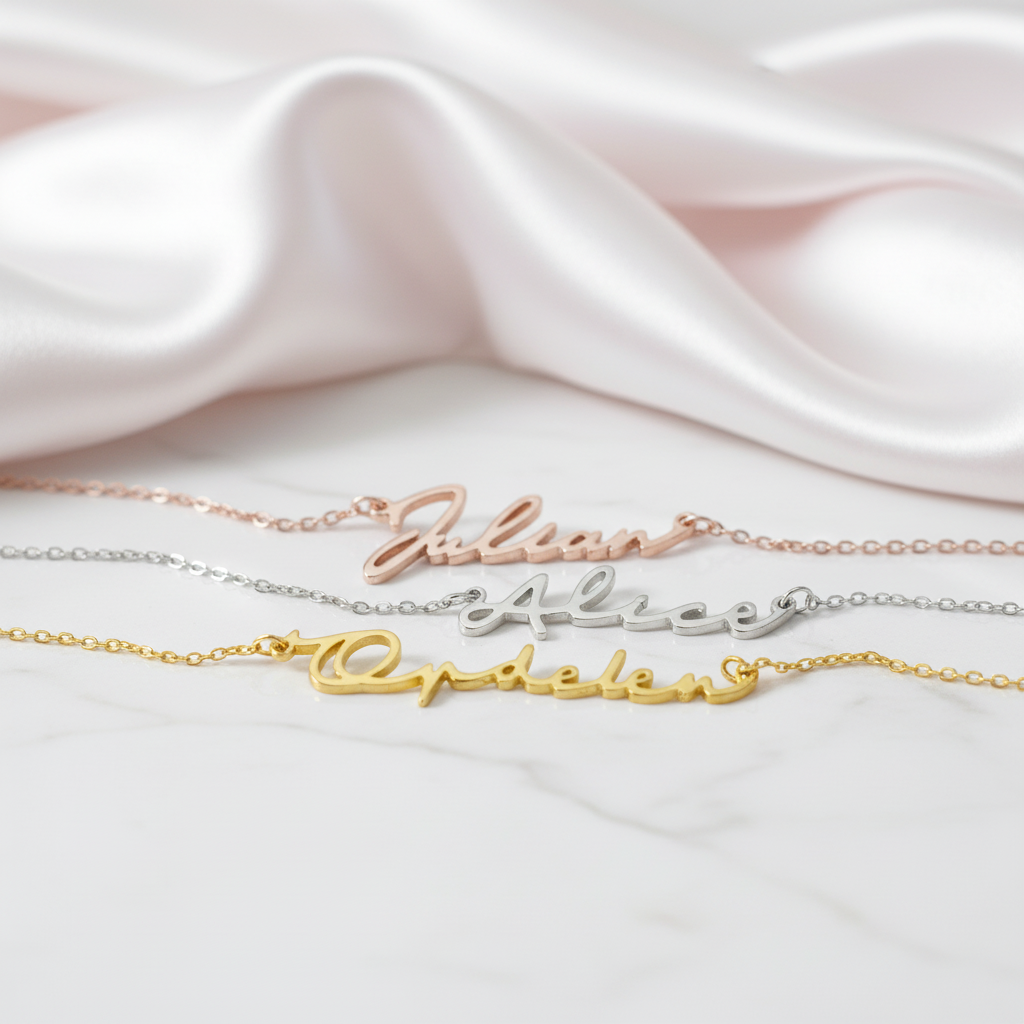 Handwriting Option Name Necklace-Black Diamonds New York