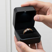 Hawaiian Wood with Opal and Abalone Tungsten Wedding Band-Black Diamonds New York