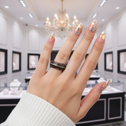 Hawaiian Wood with Opal and Abalone Tungsten Wedding Band-Black Diamonds New York