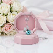 Heart And Cute Bear Pendant Necklace with Pink Diamond Option-Black Diamonds New York
