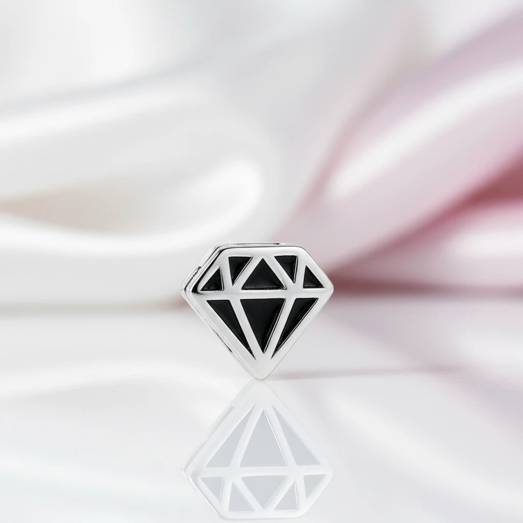 Heart Shaped Reflection Charm with Diamond Option-Black Diamonds New York