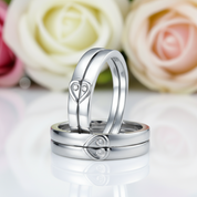 2 Pcs Heart-Cut Diamond Wedding Ring Set-Black Diamonds New York