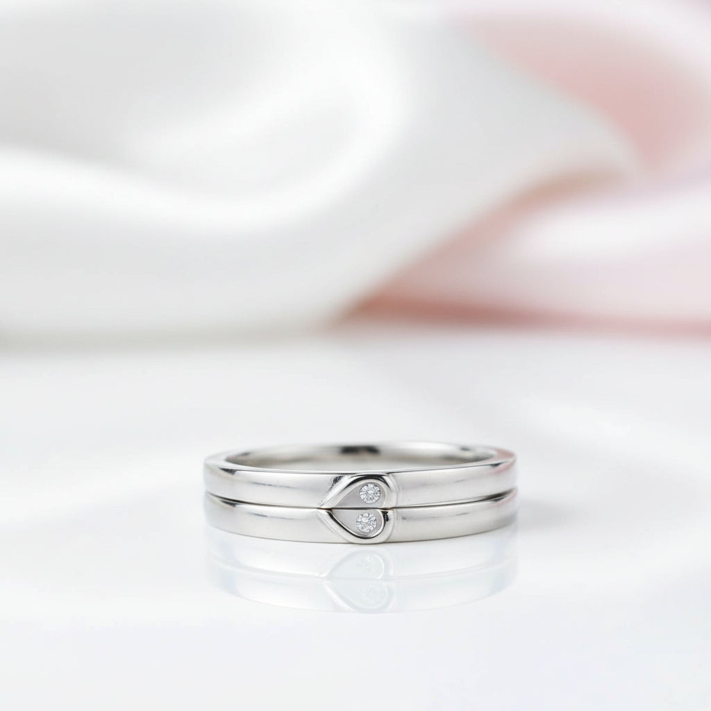 2 Pcs Heart-Cut Diamond Option Wedding Ring Set-Black Diamonds New York