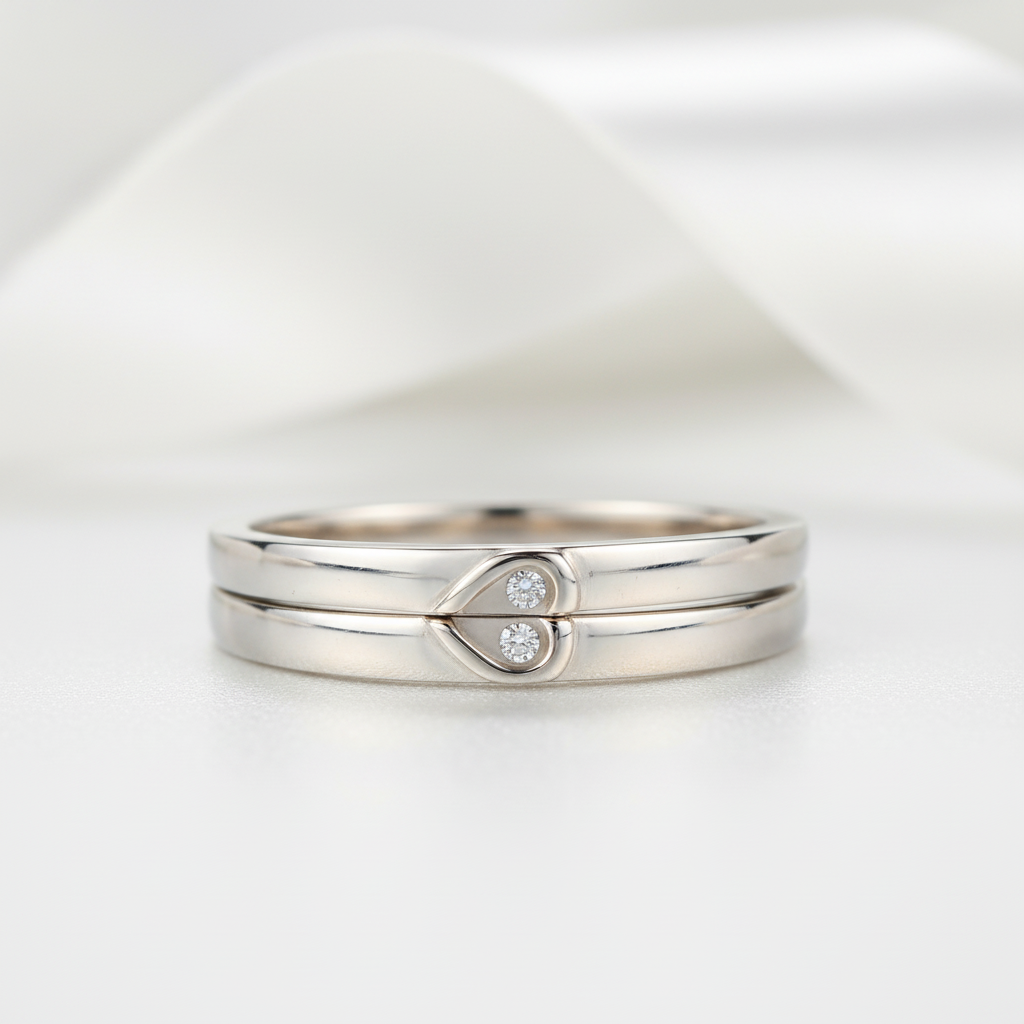 2 Pcs Heart-Cut Diamond Option Wedding Ring Set-Black Diamonds New York