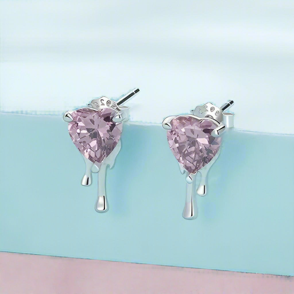 Heart-Cut Diamond with Drip Design Necklace & Earrings Jewelry Set-Black Diamonds New York