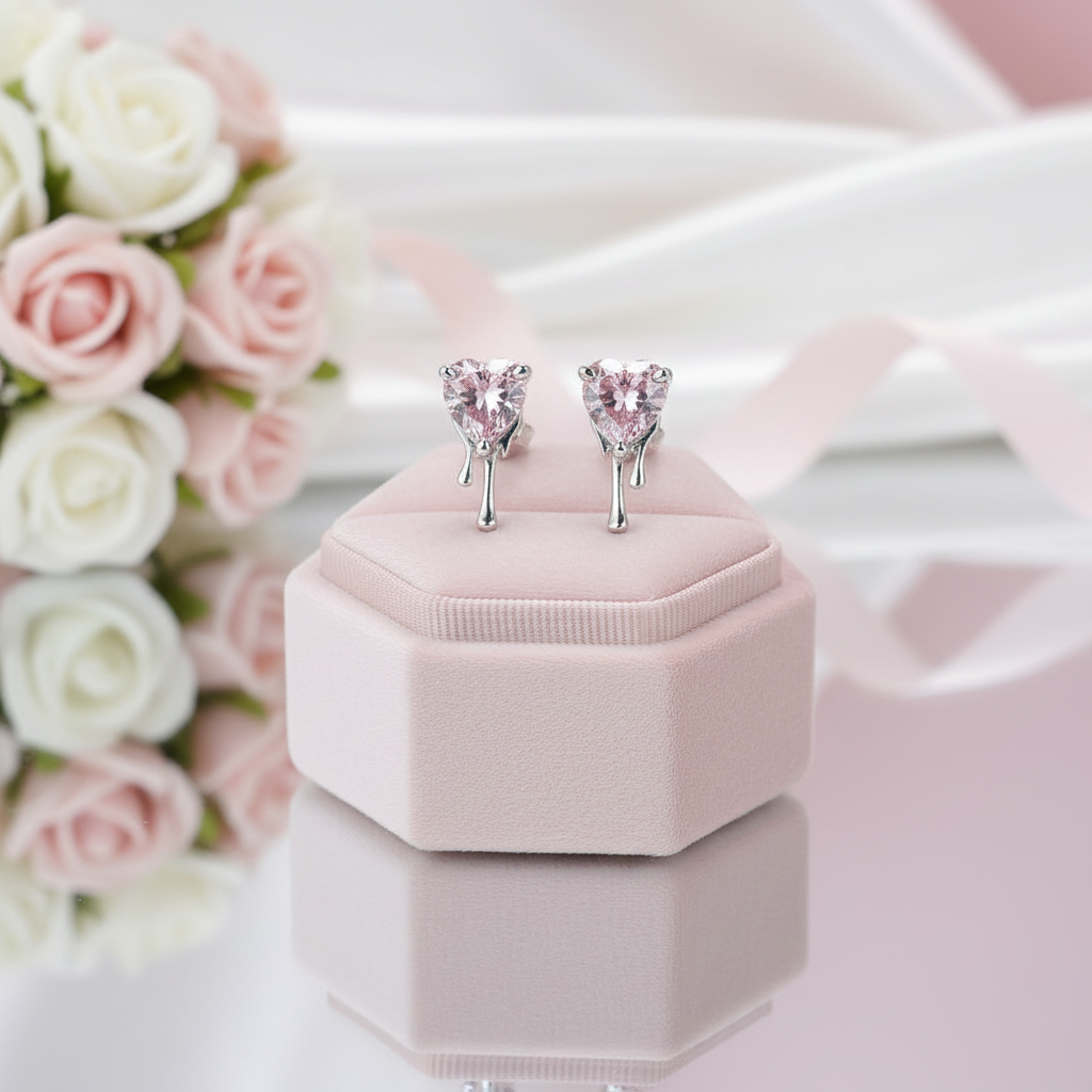 Heart-Cut Diamond Option with Drip Design Necklace & Earrings Jewelry Set-Black Diamonds New York