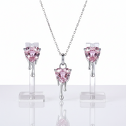 Heart-Cut Diamond Option with Drip Design Necklace & Earrings Jewelry Set-Black Diamonds New York