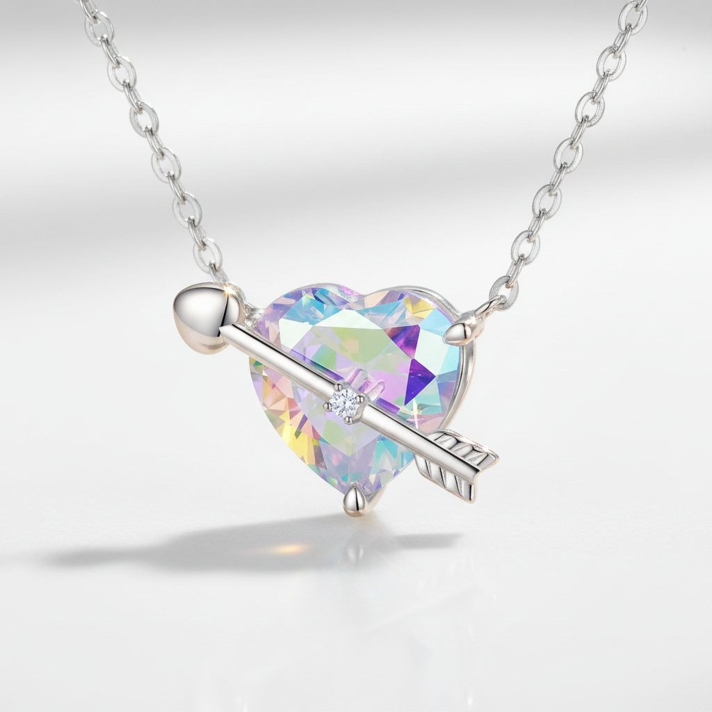 Heart Diamond Option Women's Necklace With Cupid Arrow-Black Diamonds New York