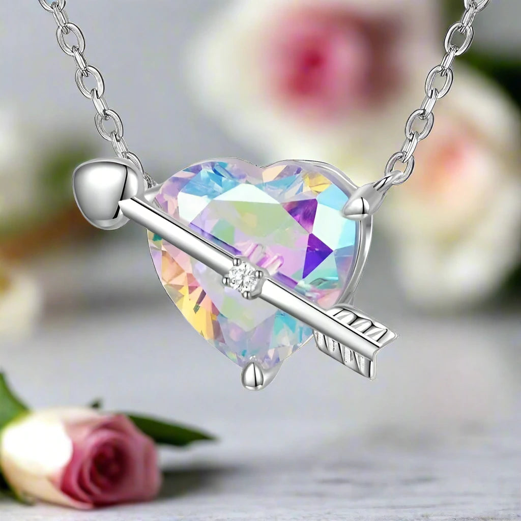 Heart Diamond Women's Necklace With Cupid Arrow-Black Diamonds New York