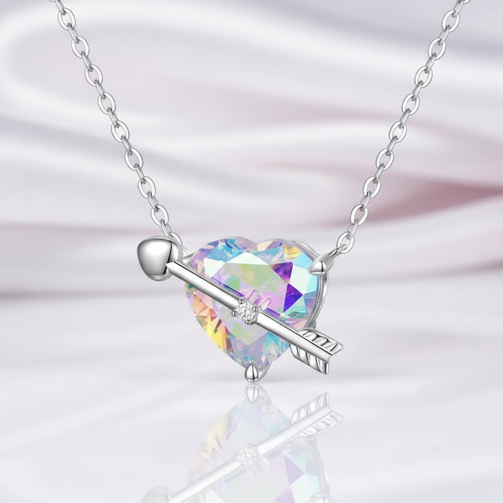 Heart Diamond Option Women's Necklace With Cupid Arrow-Black Diamonds New York