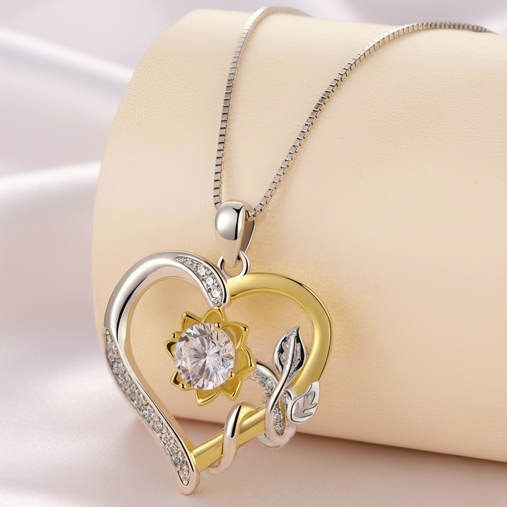 Heart & Flower 1.0 Ct Diamond Necklace-Black Diamonds New York