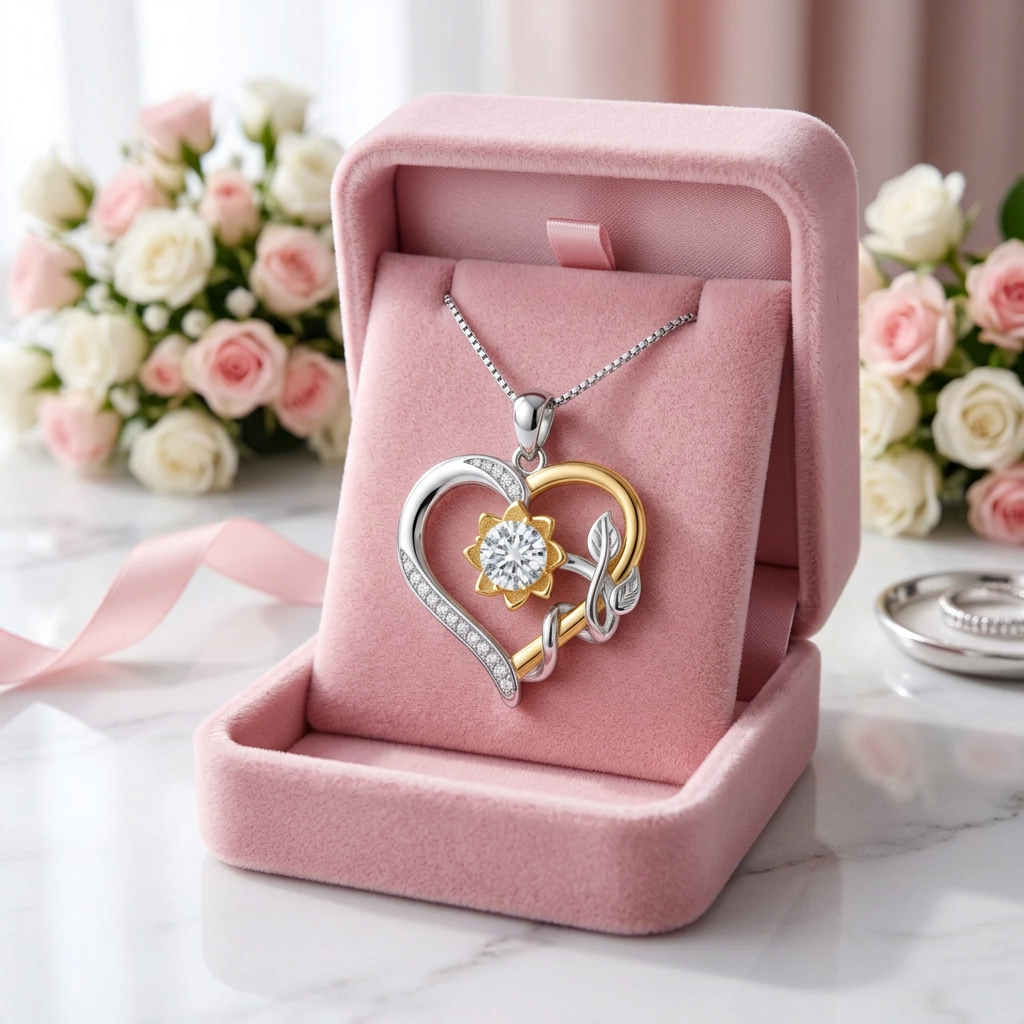 Heart & Flower 1.0 Ct Diamond Option Necklace-Black Diamonds New York