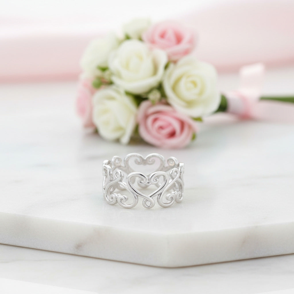 Heart Ring Band-Black Diamonds New York