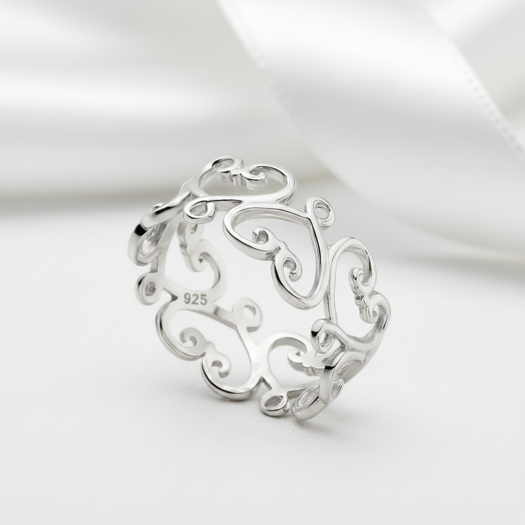 Heart Ring Band-Black Diamonds New York