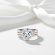 Heart Shape Diamond Option Two Tone Engagement Ring-Black Diamonds New York