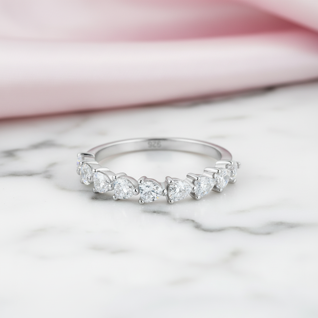 0.9 Ct Heart-Shaped Diamond Option Band-Black Diamonds New York