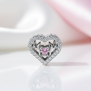 Heart Shaped Charm Bead with I love Mom-Black Diamonds New York