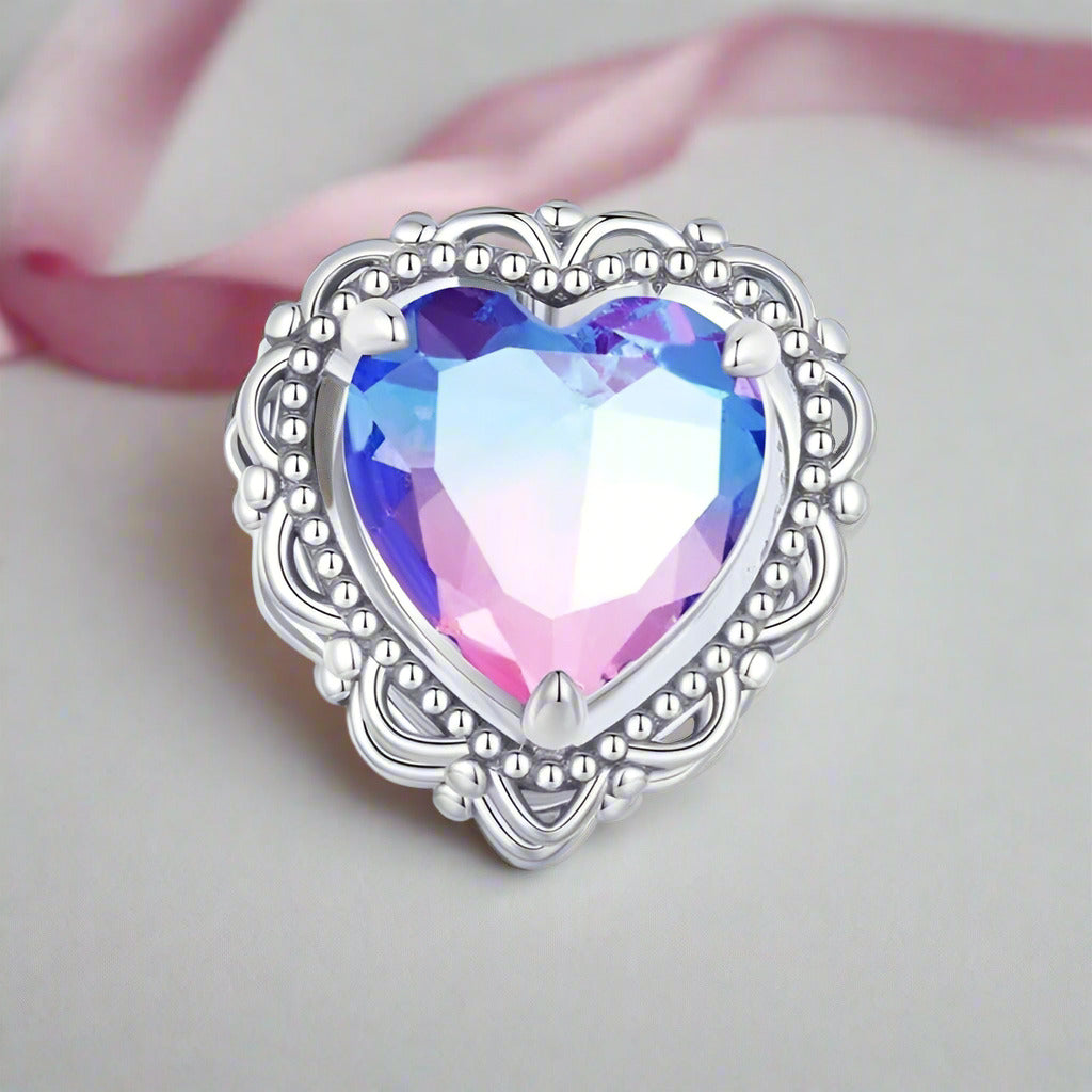 Heart-Shaped Charms with Colorful Diamond-Black Diamonds New York