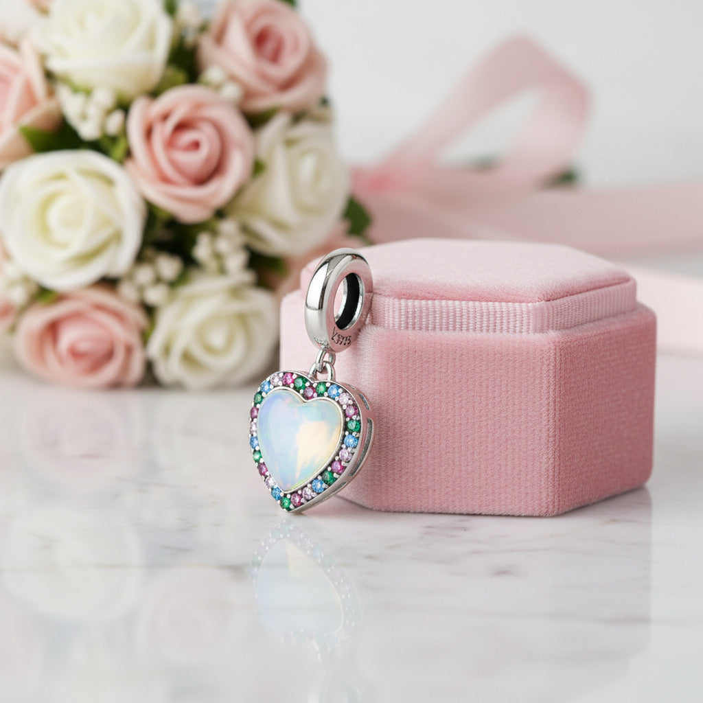 Heart-Shaped Charms with Colorful Diamond Option-Black Diamonds New York